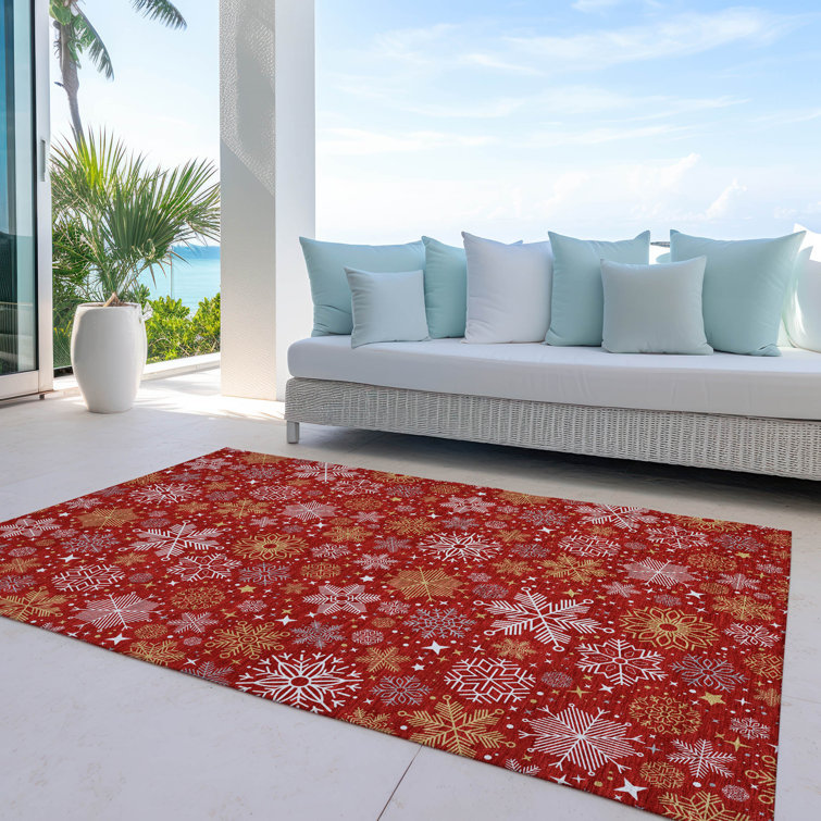 Addison Red 5' x 7'6" Synthetic Washable Indoor/Outdoor Rug