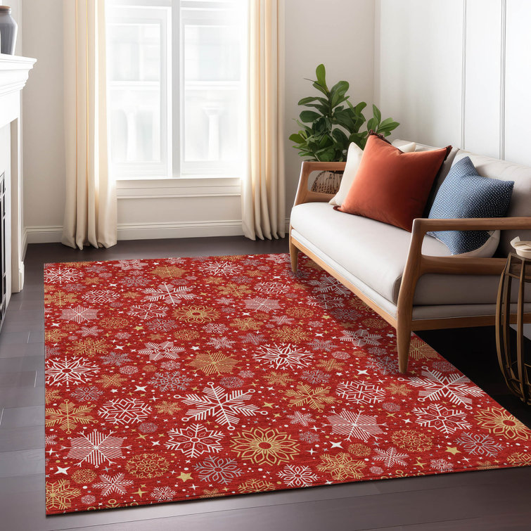 Addison Red 5' x 7'6" Synthetic Washable Indoor/Outdoor Rug