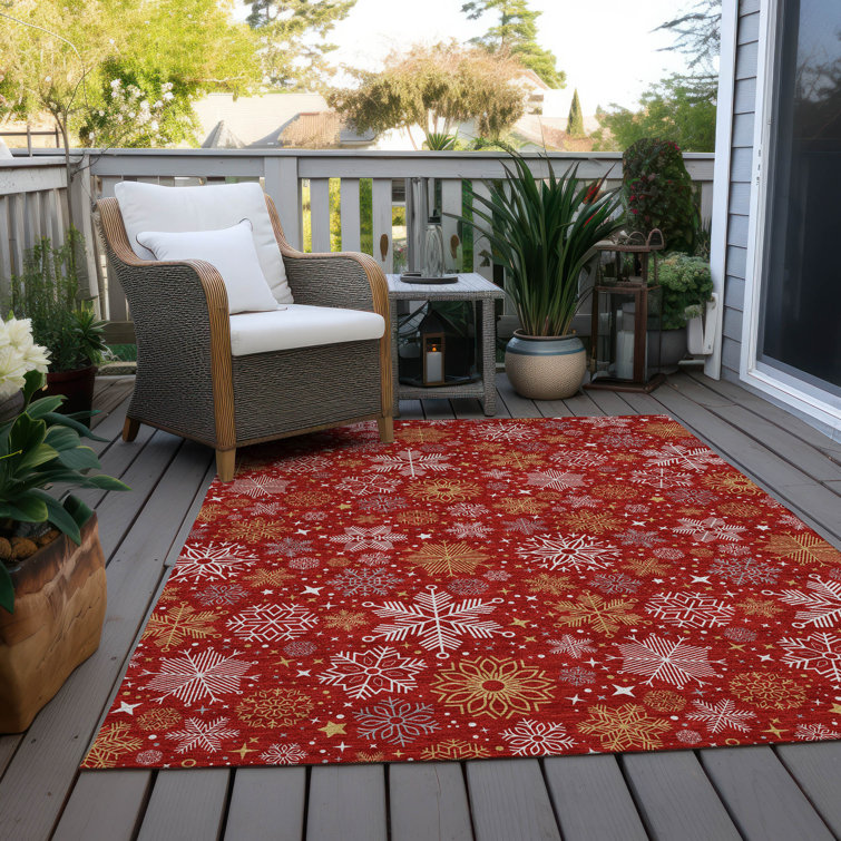 Addison Red 5' x 7'6" Synthetic Washable Indoor/Outdoor Rug