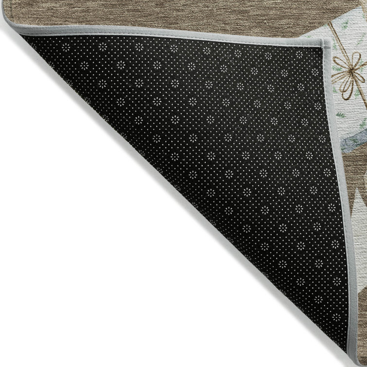 Brown Synthetic Washable Non-Slip Indoor/Outdoor Rug 2'3" x 7'6"
