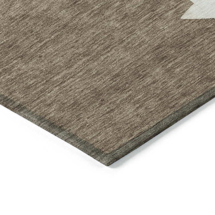 Brown Synthetic Washable Non-Slip Indoor/Outdoor Rug 2'3" x 7'6"