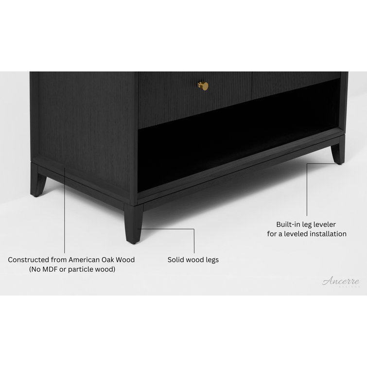 Black Oak 48" Vanity with White Quartz Top and Gold Knobs