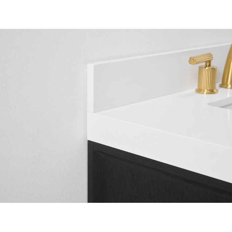 Black Oak 48" Vanity with White Quartz Top and Gold Knobs