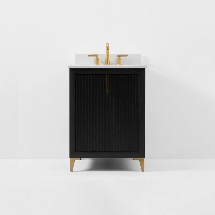 Turlington 24" Black Oak Vanity with White Quartz Top