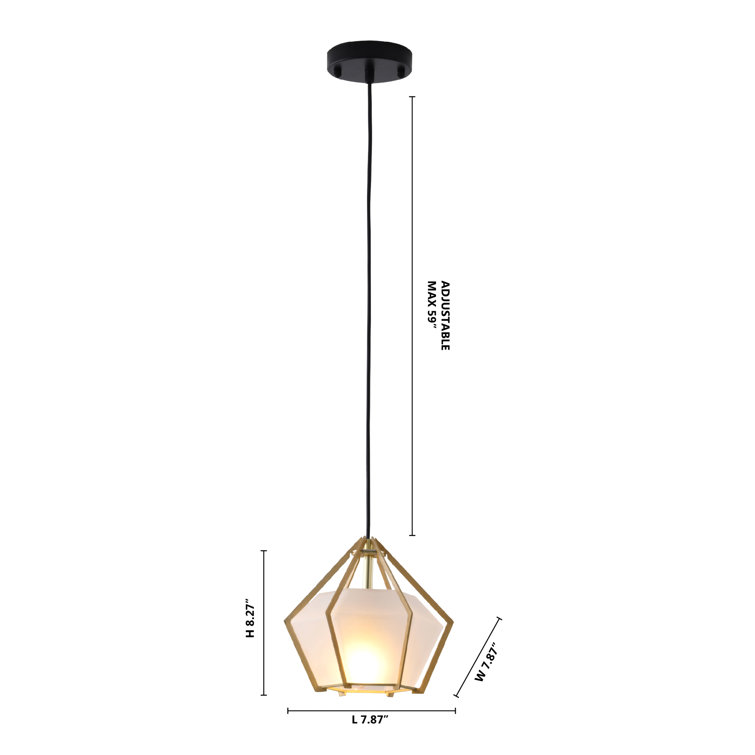 Bethel Frosted Glass Gold Finish 8'' Indoor/Outdoor Pendant Light