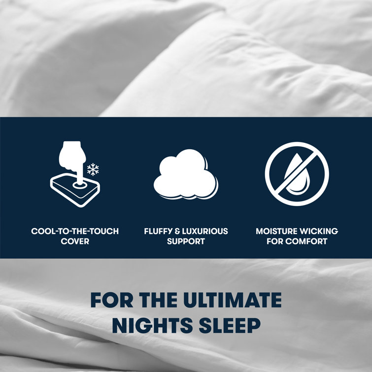 White Medium/Firm Hypoallergenic Cooling Bed Pillows Set of 2
