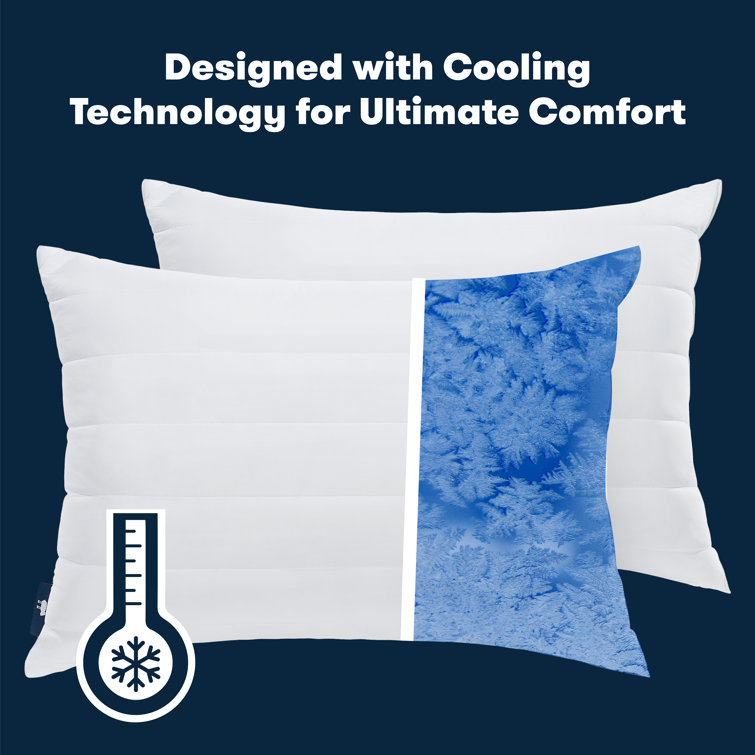 White Medium/Firm Hypoallergenic Cooling Bed Pillows Set of 2