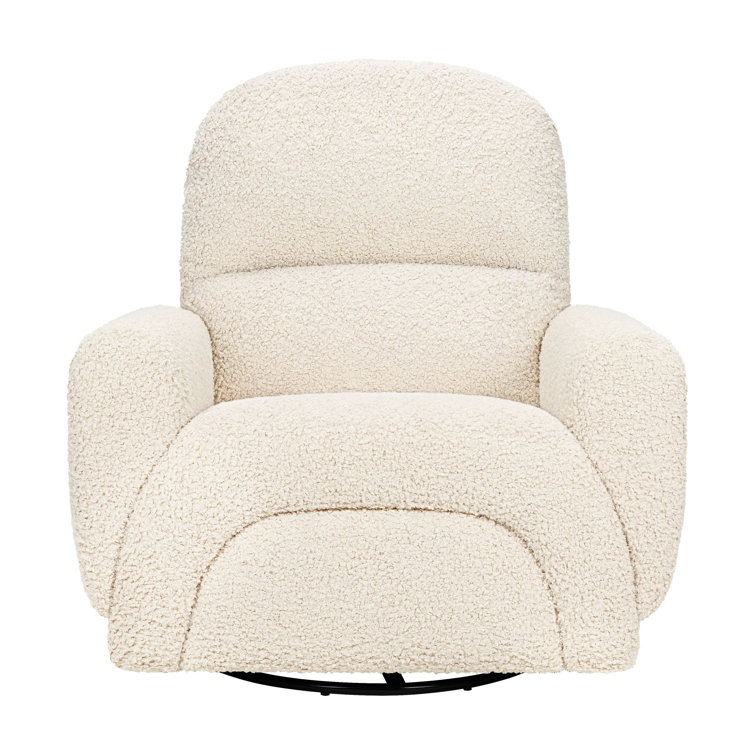 Almond Teddy Loop Swivel Recliner with Metal Frame