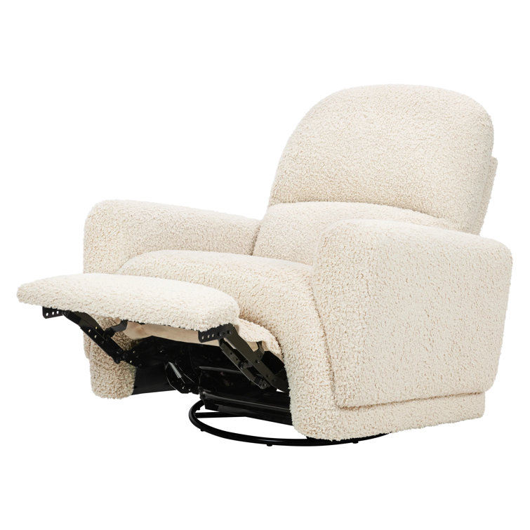 Almond Teddy Loop Swivel Recliner with Metal Frame