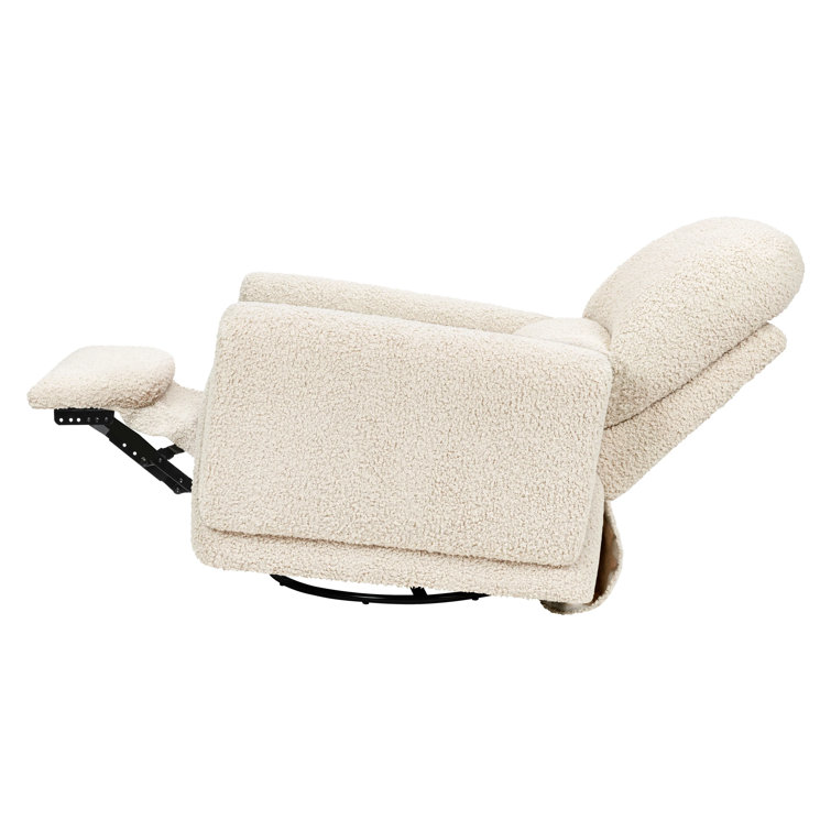 Almond Teddy Loop Swivel Recliner with Metal Frame