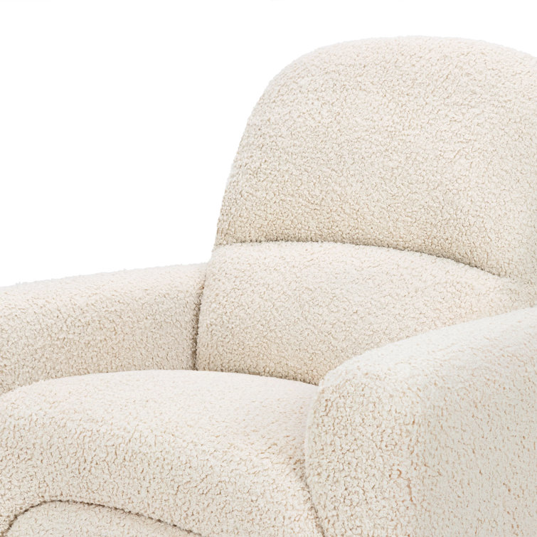Almond Teddy Loop Swivel Recliner with Metal Frame