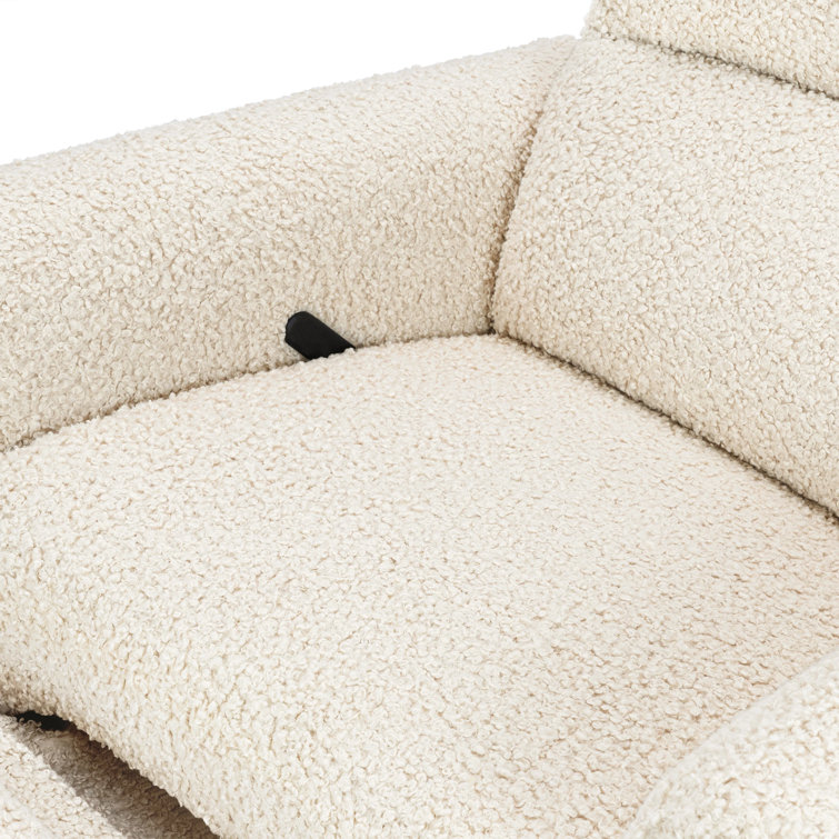 Almond Teddy Loop Swivel Recliner with Metal Frame
