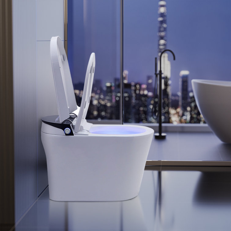 White Elongated Electric Smart Bidet Toilet with Heated Seat and LED Display