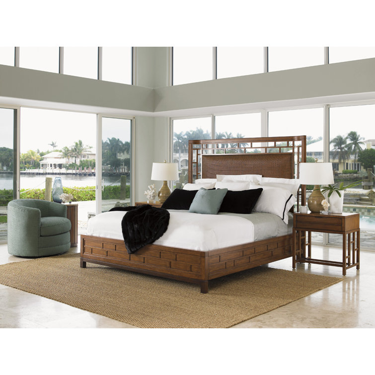 Transitional King-Sized Upholstered Wood Frame Bed in Brown