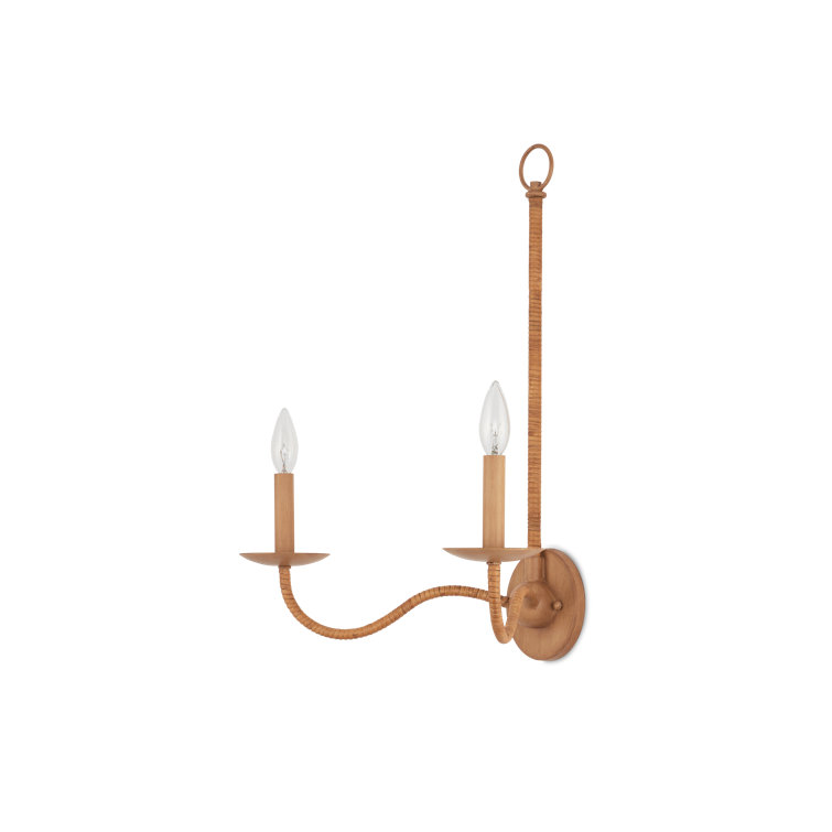 Saddle Tan Double-Light Iron Wall Sconce