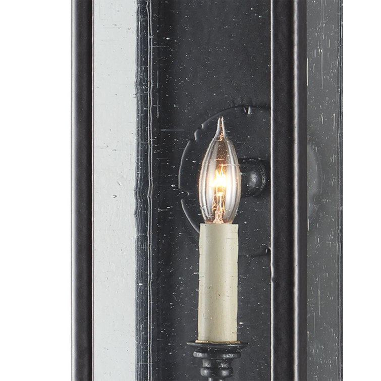 Midnight Black Iron Outdoor Wall Sconce with Clear Glass