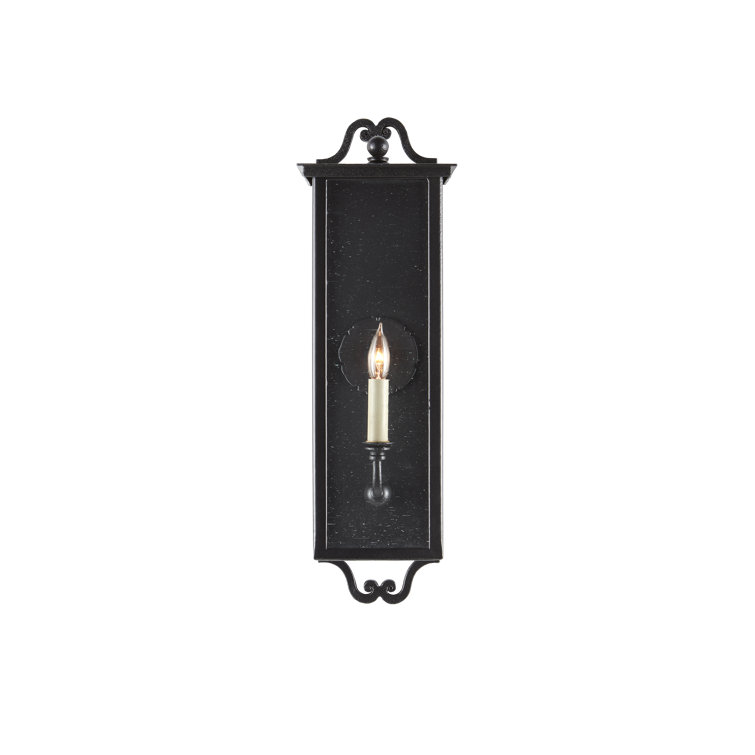 Midnight Black Iron Outdoor Wall Sconce with Clear Glass
