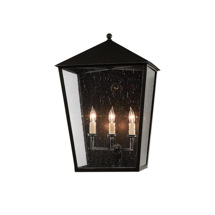 Midnight Elegance Large Black Iron Outdoor Wall Sconce