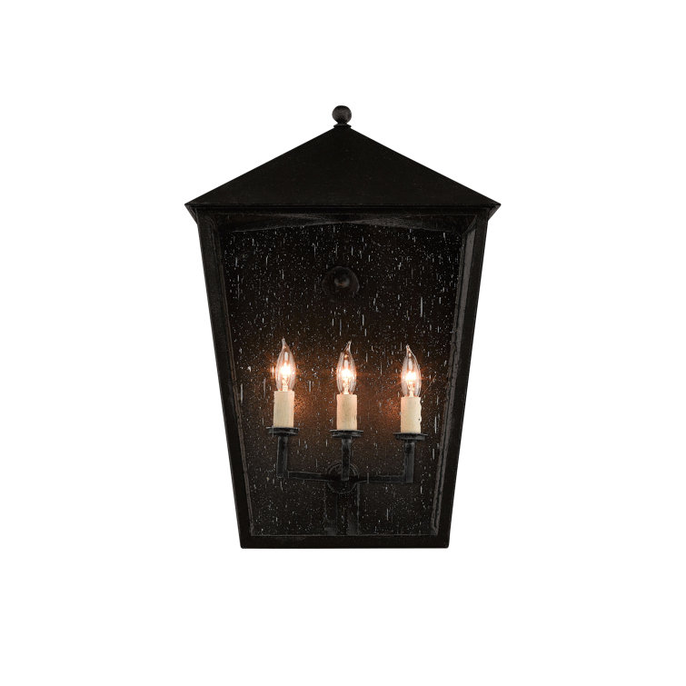 Midnight Elegance Large Black Iron Outdoor Wall Sconce