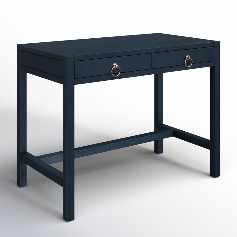 Elin 116'' Navy Minimalist Wood Writing Desk with Drawers