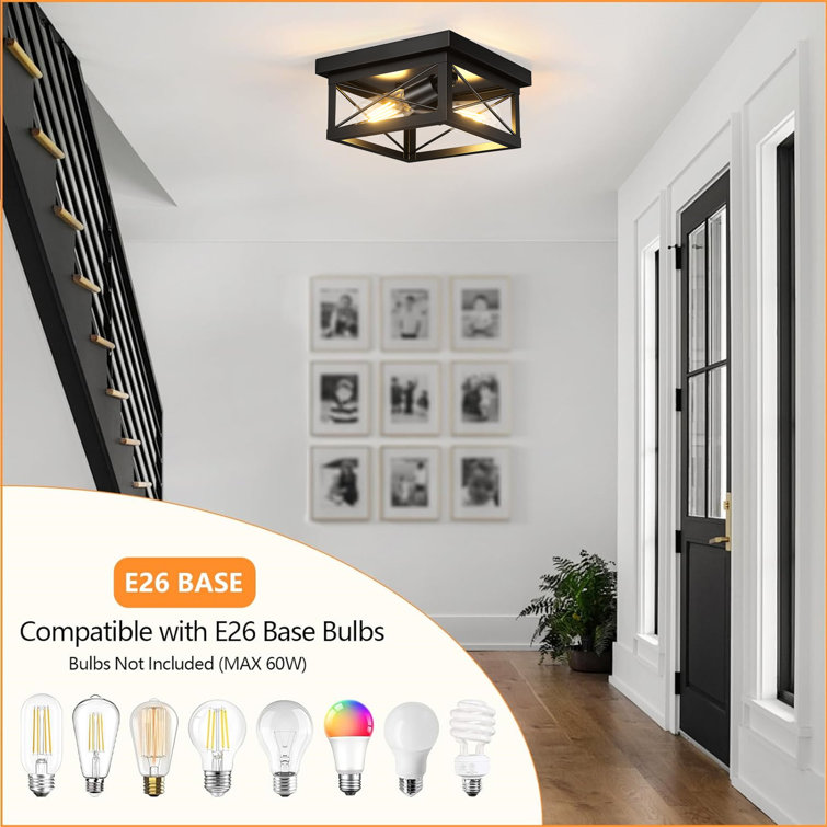 Black Metal Farmhouse Flush Mount Ceiling Light Fixture