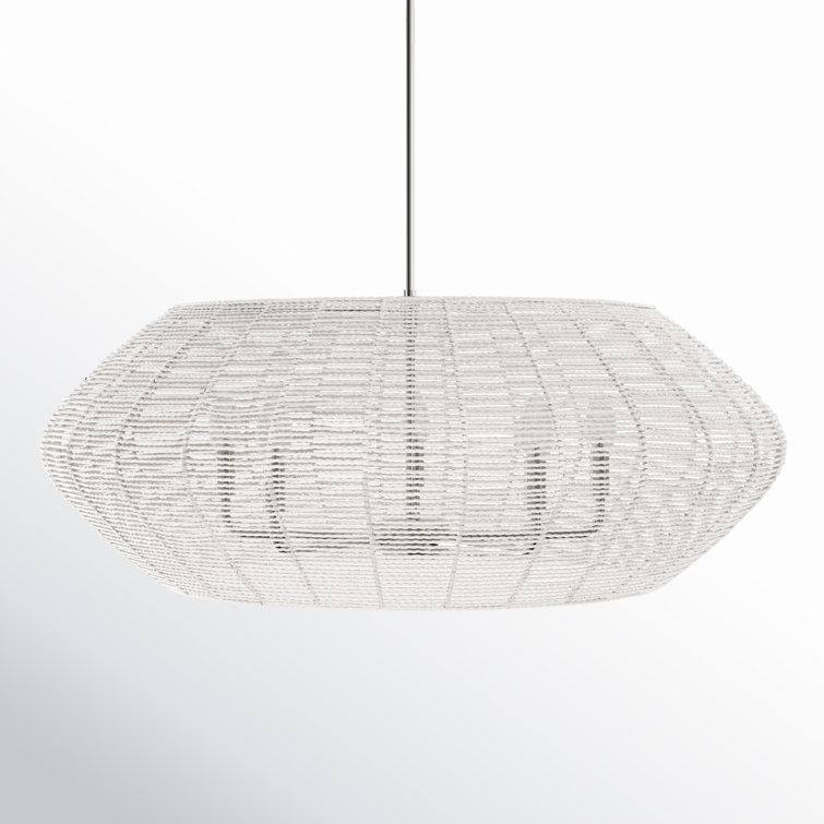 Luca Polished Chrome 5-Light Chandelier with Natural Rattan Shade