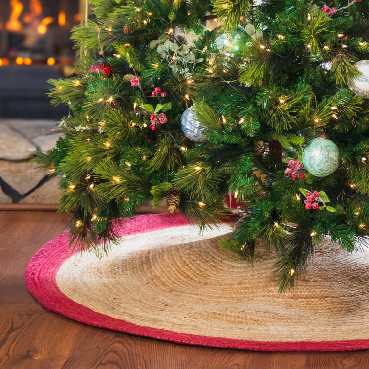 Handmade Red and Natural Jute Round Tree Skirt