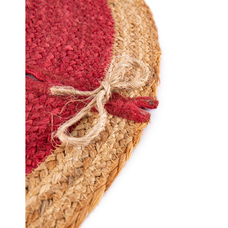 Handmade Red and Natural Jute Round Tree Skirt