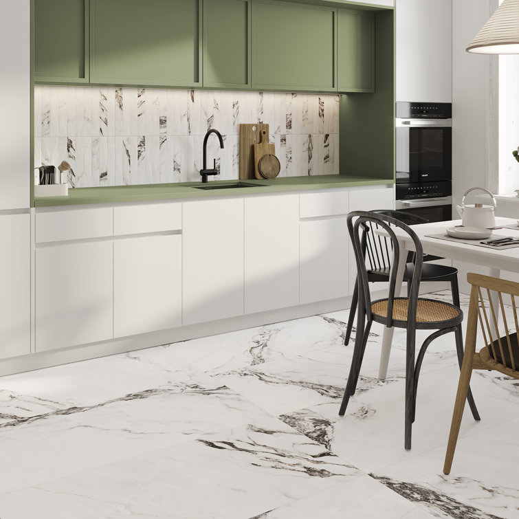 Large Gray and White Porcelain Rectified Tile for Indoor/Outdoor Use