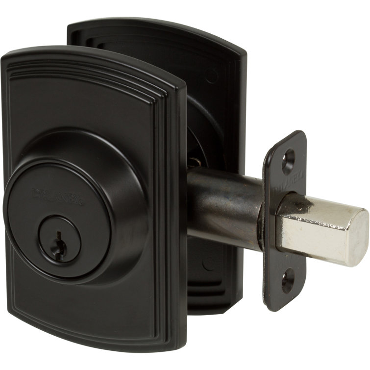 Matte Black Single Cylinder Deadbolt with Enlarged Back Plate