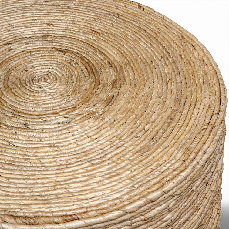 Coastal Mahogany and Woven Banana 42" Round Coffee Table