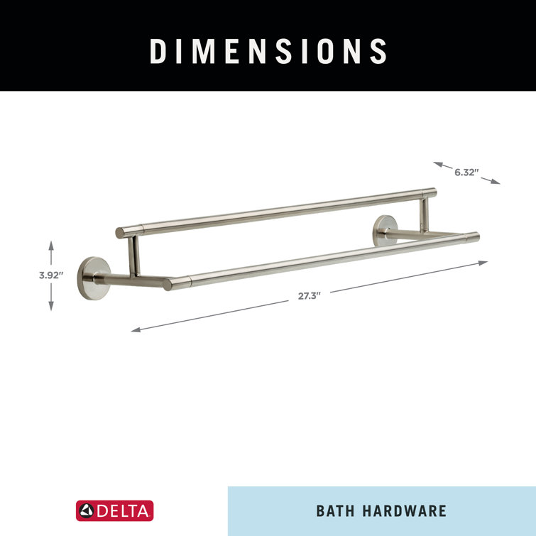 Modern Stainless Steel Double Wall Mount Towel Bar
