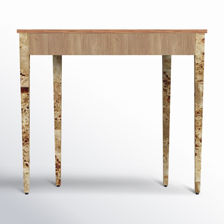 Chester 36" Natural Burl Wood Demilune Console Table