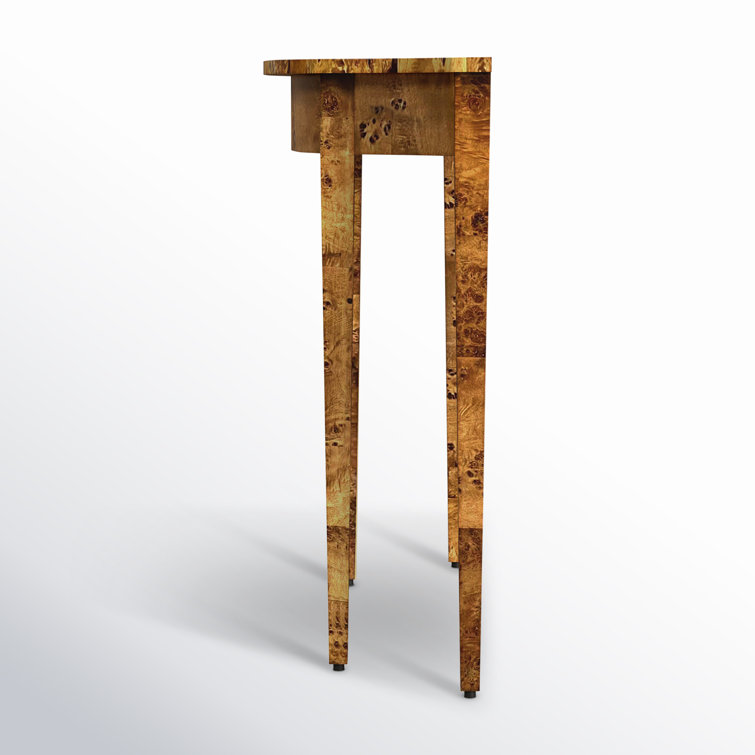Chester 36" Honey Burl Wood Demilune Console Table