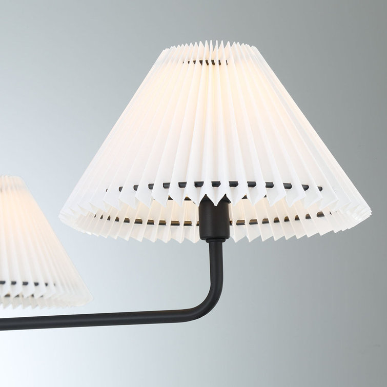 Matte Black 4-Light Metal Sputnik Chandelier with White Linen Shades