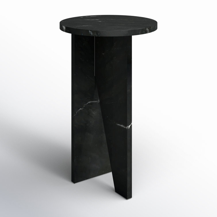 Black Marble Round Pedestal Accent Table