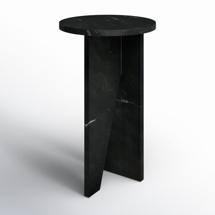 Black Marble Round Pedestal Accent Table