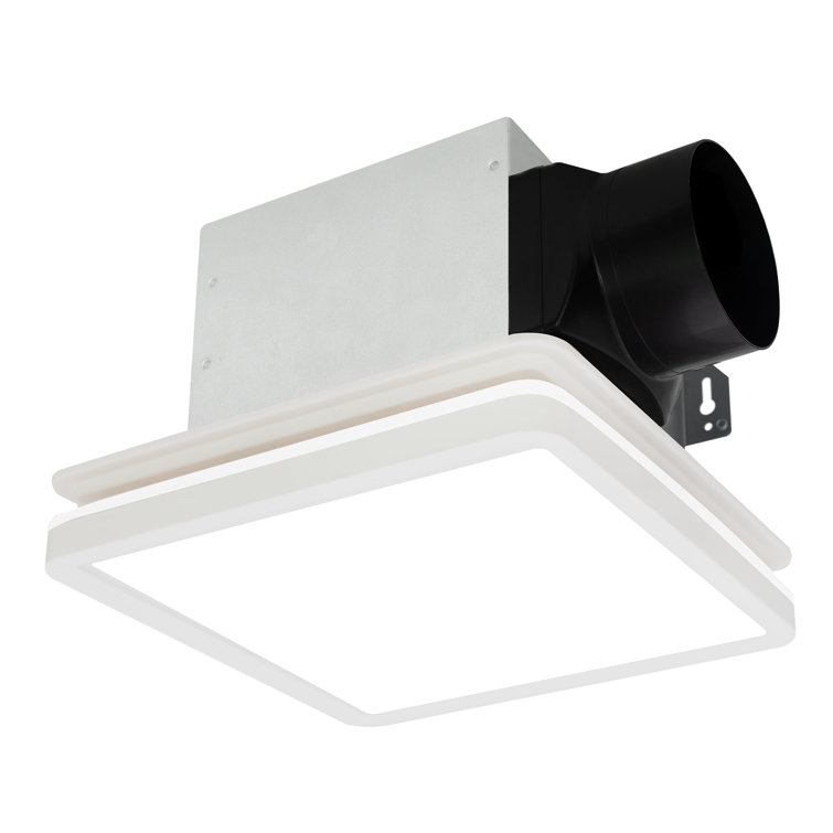 White Square 80 CFM Bathroom Exhaust Fan with LED Light