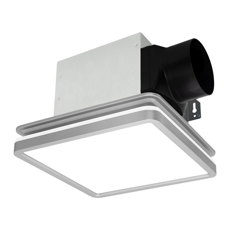Silver Square Bathroom Exhaust Fan with Dimmable LED Light