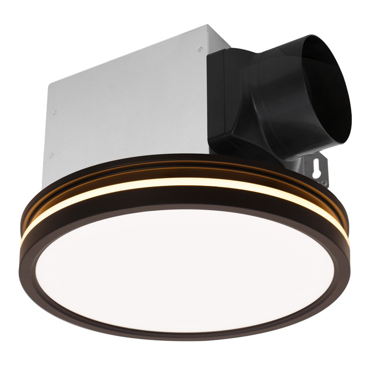 Matte Black Round Bathroom Exhaust Fan with LED Light