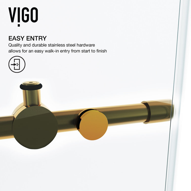 Elan 72" Frameless Sliding Shower Door in Matte Brushed Gold with Clear Glass