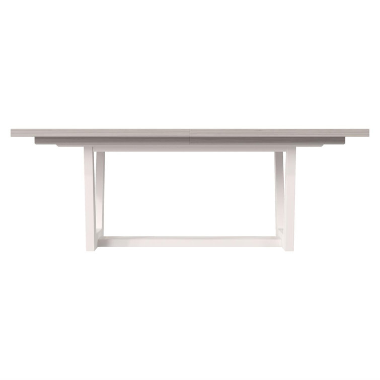 Mist White Extendable Rectangular Dining Table with Faux Stone Base
