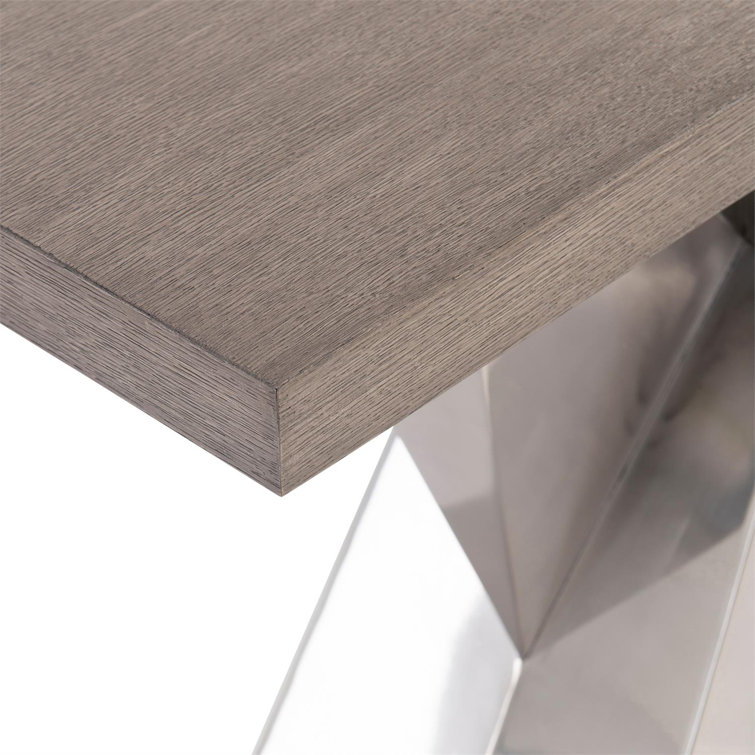 Contemporary Rectangular Brown and Stainless Steel Console Table