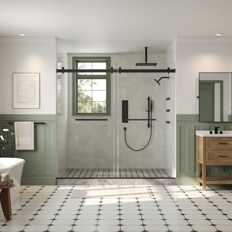 Matte Black Dual Shower System with Adjustable Body Jets