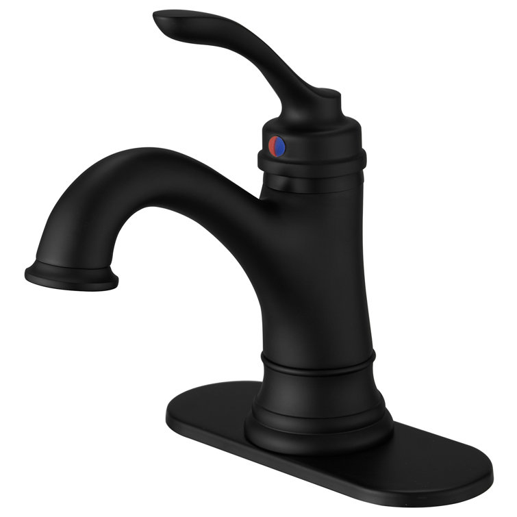 Matte Black Stainless Steel Single-Handle Bathroom Faucet with Drain Assembly