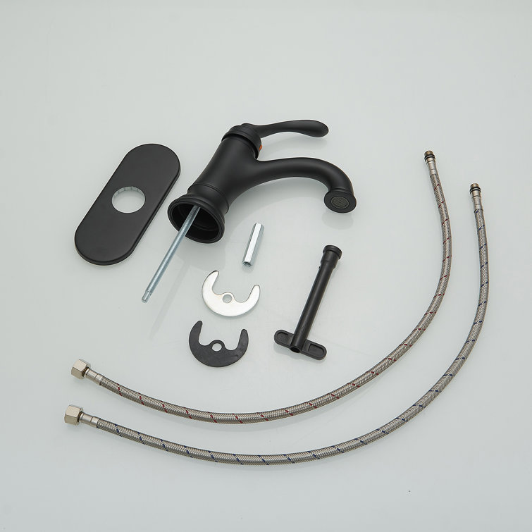Matte Black Stainless Steel Single-Handle Bathroom Faucet with Drain Assembly