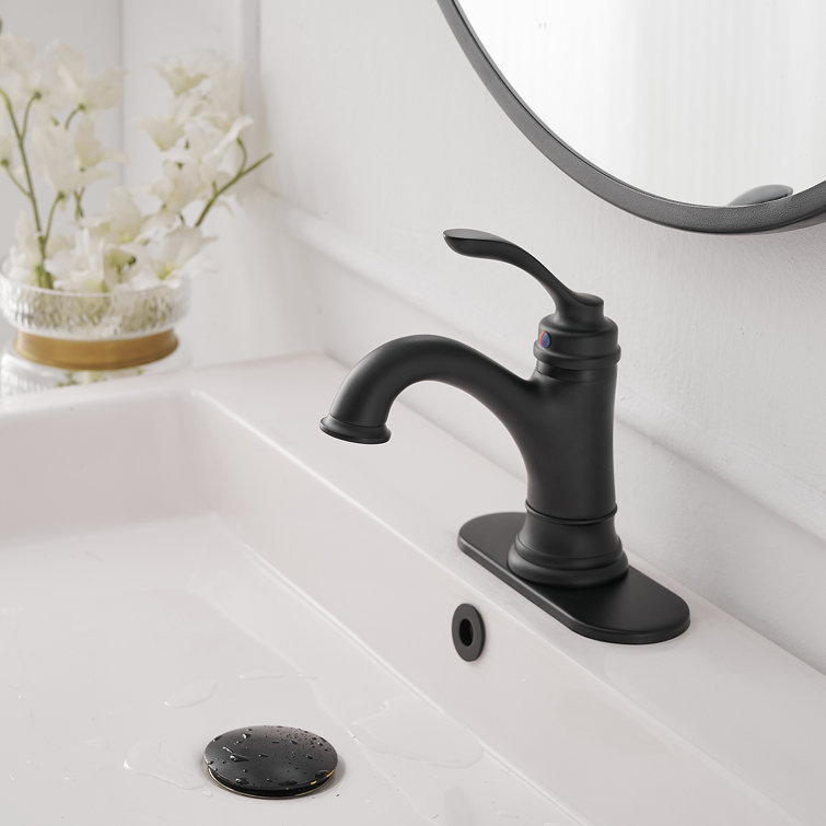 Matte Black Stainless Steel Single-Handle Bathroom Faucet with Drain Assembly