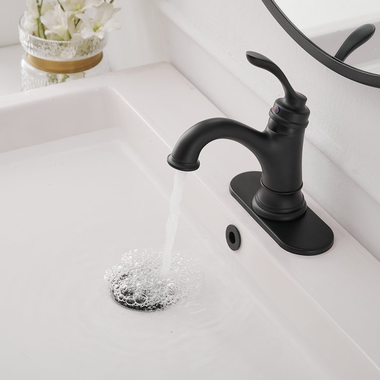 Matte Black Stainless Steel Single-Handle Bathroom Faucet with Drain Assembly