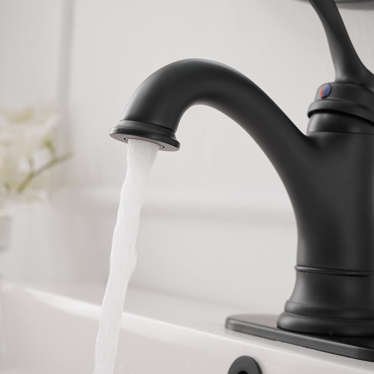 Matte Black Stainless Steel Single-Handle Bathroom Faucet with Drain Assembly