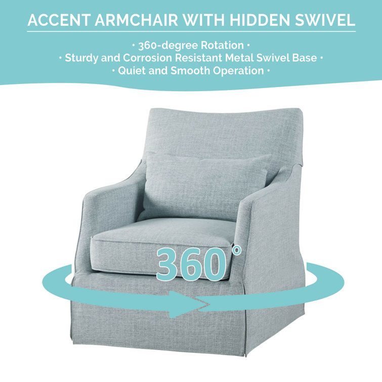 Bedford Farmhouse Light Blue Swivel Accent Chair with Lumbar Support